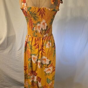 Floral Yellow Smocked Dress